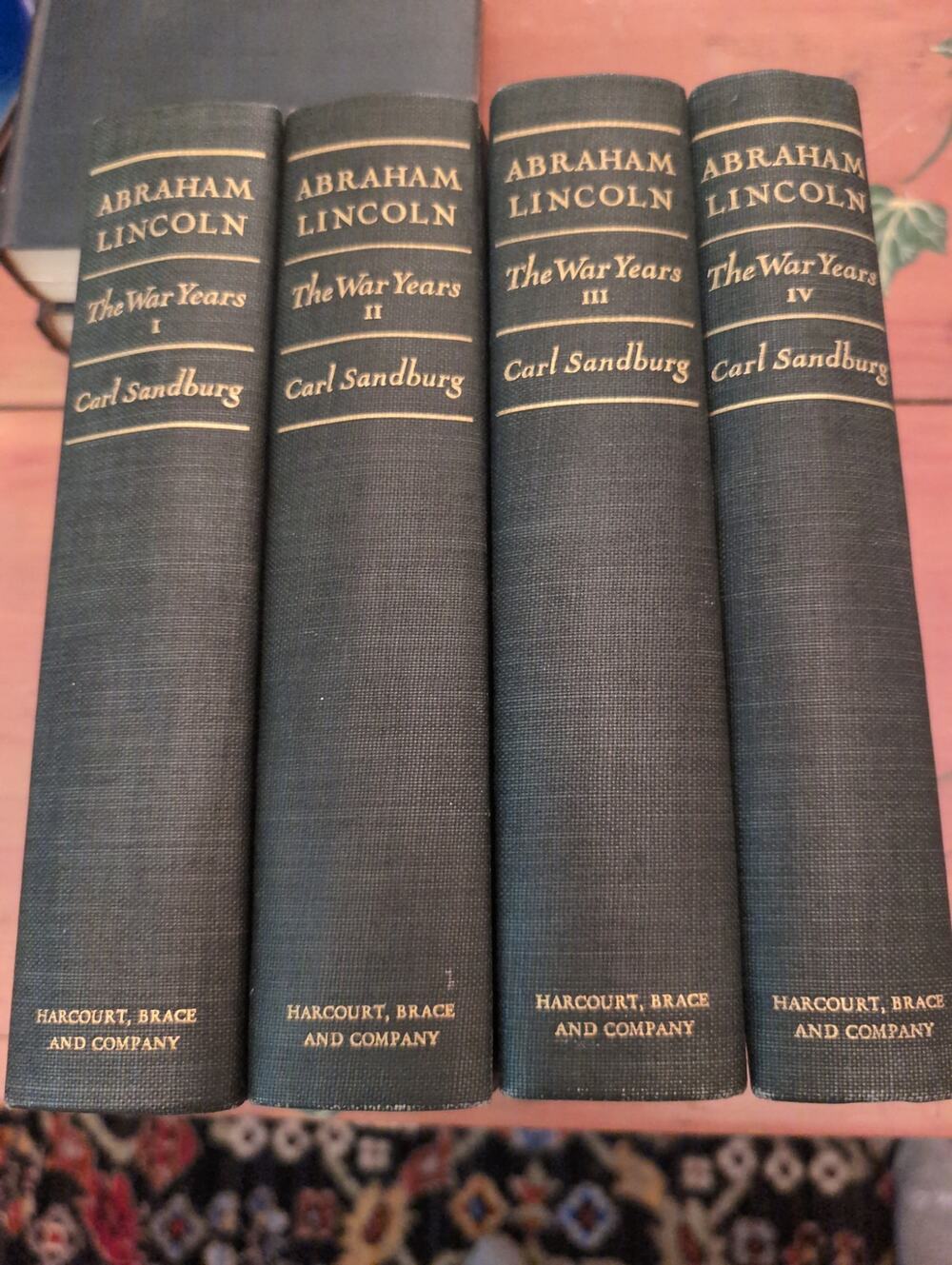 Abraham Lincoln the War Years 4 volume set published in 1939 by Carl Sandburg